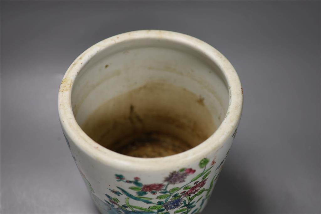 A Cantonese floral enamelled vase, height 20cm